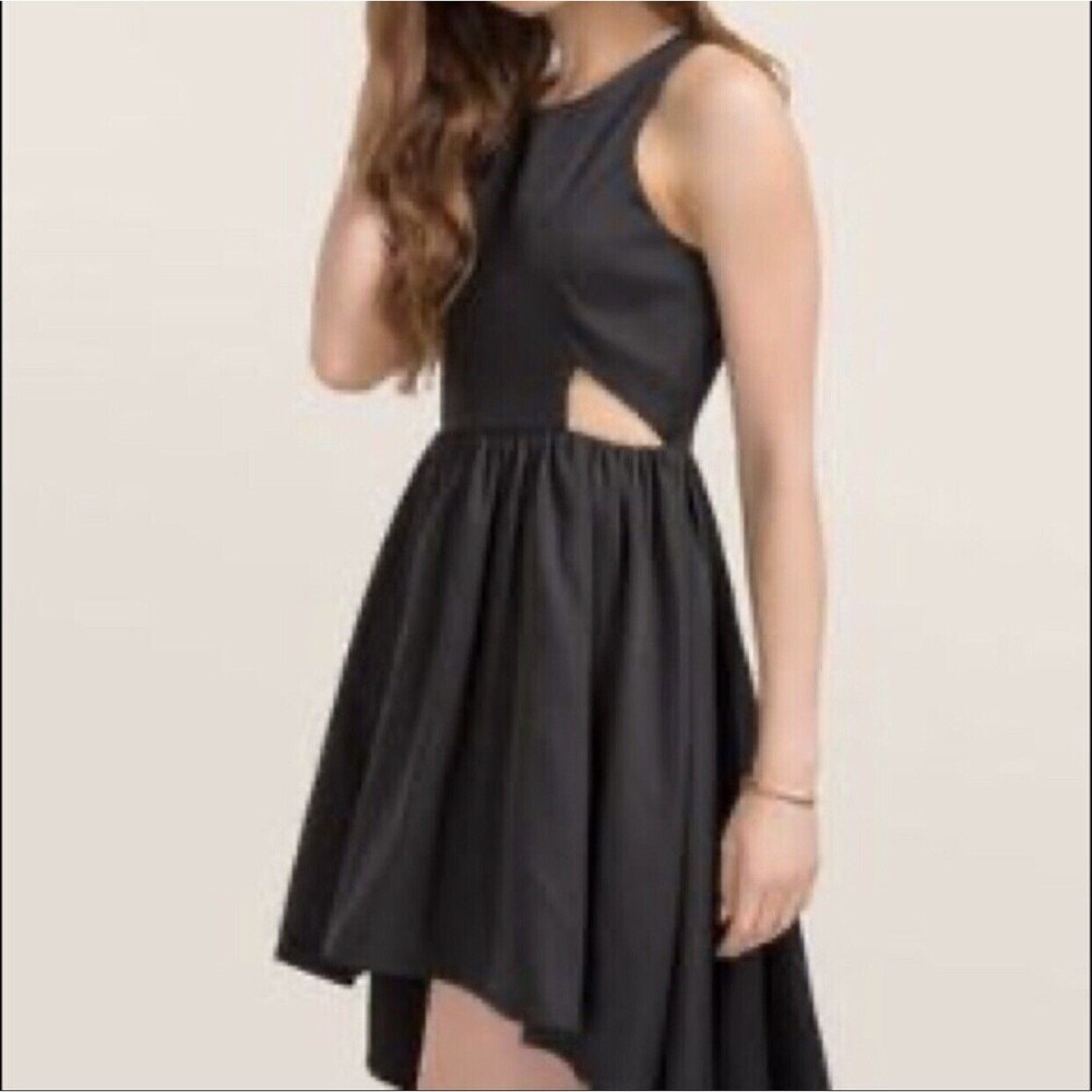 Francesca's Black Sleeveless Dress Hi Low Hem Cut Out Sides Women's Size Medium